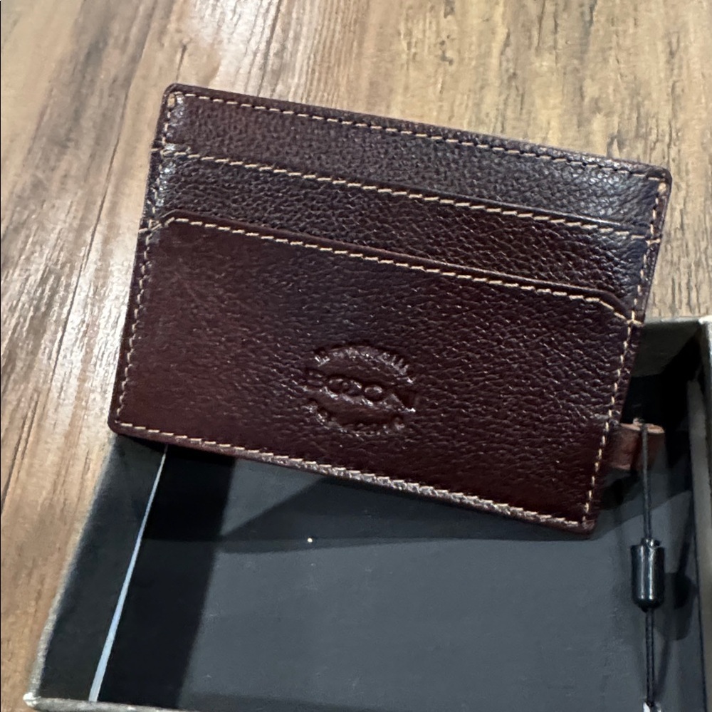 Boconi Dark Brown Leather Card & Key Holder with ID Window - Picture 2 of 3